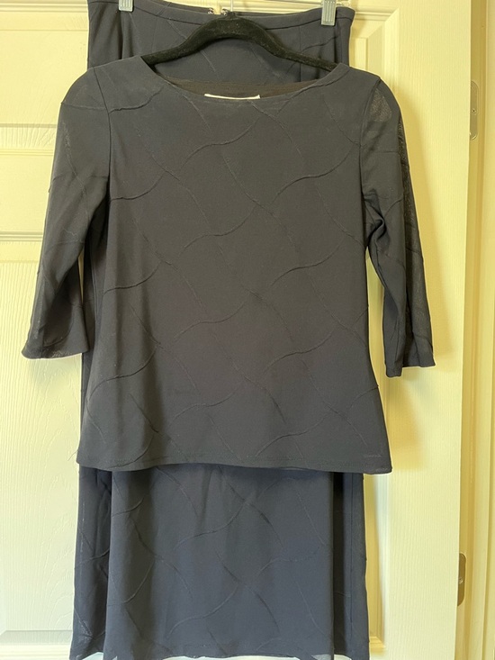 Jessica Ash Dresses & Skirts - Womens Navy Midi Dress with Subtle Wave Texture